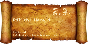 Réthi Harald névjegykártya